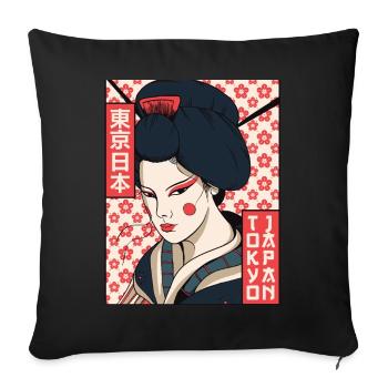 Geisha Tokyo Japon Esthétique Japonaise Affiche Gesc - Housse de coussin décorative 45 x 45 cm - noir - Devant