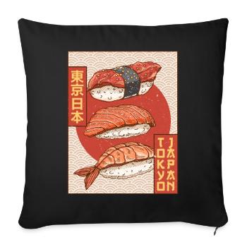 Sushi Tokyo Japon Esthétique Japonaise Affiche Gesch - Housse de coussin décorative 45 x 45 cm - noir - Devant