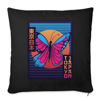 Butterfly Tokyo Japon Esthétique japonaise Gesc - Housse de coussin décorative 45 x 45 cm - noir - Devant