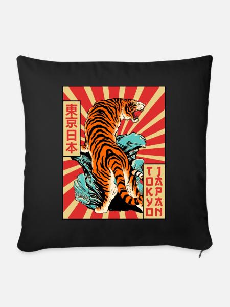 Tiger Tokio Japan Japanische Ästhetik Poster Gesch - Sofakissenbezug 45 x 45 cm - Schwarz