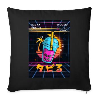 Boba Tea Bubble Tea Vaporwave Aesthetics VCR Geschen - Sofa pillowcase 17,3'' x 17,3'' (45 x 45 cm) - black - Front