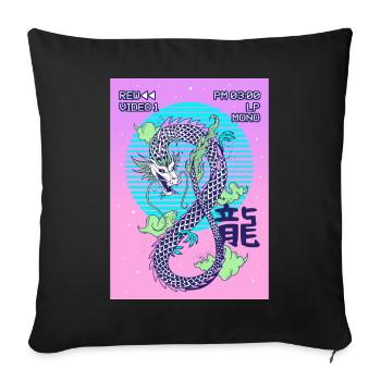 Dragon Japanese Vaporwave Aesthetic Gift - Sofa pillowcase 17,3'' x 17,3'' (45 x 45 cm) - black - Front