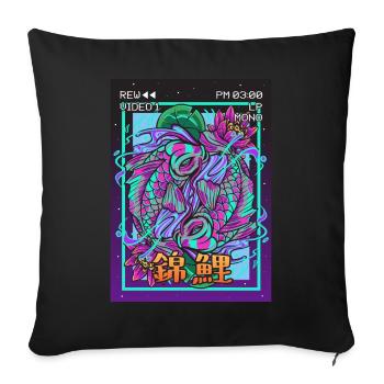 Koi Fish Carp Vaporwave Aesthetic Retro VCR - Sofa pillowcase 17,3'' x 17,3'' (45 x 45 cm) - black - Front