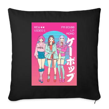 Anime Girl Japanese Vaporwave Aesthetic VCR Gesc - Sofa pillowcase 17,3'' x 17,3'' (45 x 45 cm) - black - Front