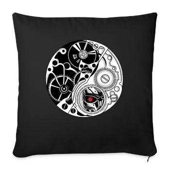 Cyborg Ying Yang Cyber Punk Yin Yang Cyber Geschen - Housse de coussin décorative 45 x 45 cm - noir - Devant