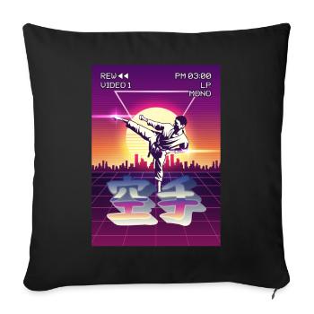 Karate Martial Arts Vaporwave Aesthetic VCR Gift - Sofa pillowcase 17,3'' x 17,3'' (45 x 45 cm) - black - Front