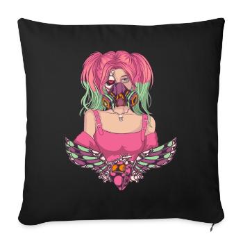 Cyborg Anime Girl Cyber Punk Cyber Aesthetic - Sofa pillowcase 17,3'' x 17,3'' (45 x 45 cm) - black - Front