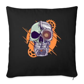Cyborg Skull Cyber Punk Cyber Esthétique Cadeau - Housse de coussin décorative 45 x 45 cm - noir - Devant