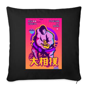 Sumo Wrestler Wrestling Vaporwave Esthétique Gesche - Housse de coussin décorative 45 x 45 cm - noir - Devant