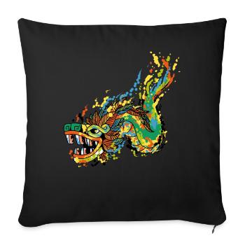 Quetzalcoatl Aquarelle Ancien Serpent Aztèque Gesch - Housse de coussin décorative 45 x 45 cm - noir - Devant