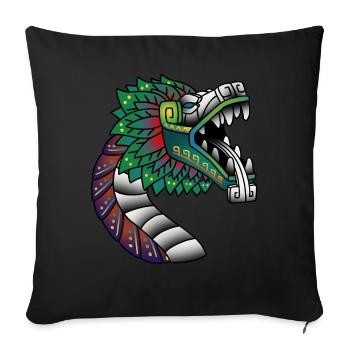 Quetzalcoatl Ancient Aztec feathered snake - Sofa pillowcase 17,3'' x 17,3'' (45 x 45 cm) - black - Front