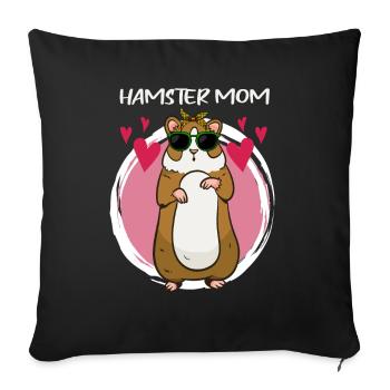 Hamster Maman Hamster Amant Mère Hamster Élevage - Housse de coussin décorative 45 x 45 cm - noir - Devant