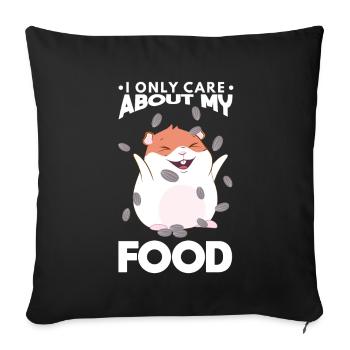 Ne me soucie que de ma nourriture Hamster Joues de hamster - Housse de coussin décorative 45 x 45 cm - noir - Devant