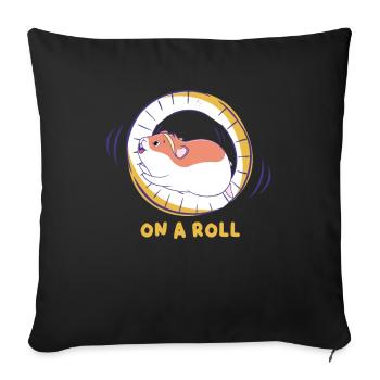 Hamster on a Roll Hamster Wheel Cadeau - Housse de coussin décorative 45 x 45 cm - noir - Devant