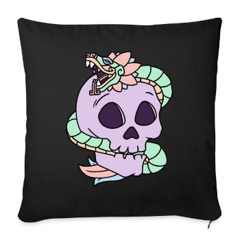 Quetzalcoatl Pastel Goth Skull Aztec Cadeau - Housse de coussin décorative 45 x 45 cm - noir - Devant