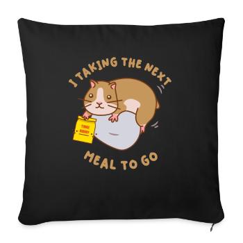Hamster Hamster Cuisson Repas alimentaire sur le pouce - Housse de coussin décorative 45 x 45 cm - noir - Devant