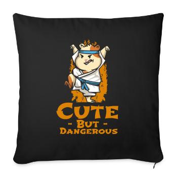 Mignon mais dangereux Hamster Judoka Judo Arts Martiaux - Housse de coussin décorative 45 x 45 cm - noir - Devant