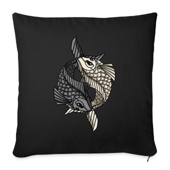 Cyborg Koi Fish Ying Yang Cyber Punk Cyber Gesche - Housse de coussin décorative 45 x 45 cm - noir - Devant
