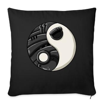 Cyborg Ying Yang Cyber Punk Yin Yang Cyber Geschen - Housse de coussin décorative 45 x 45 cm - noir - Devant