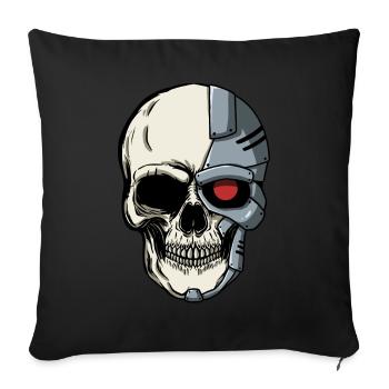 Cyborg Skull Cyber Punk Cyber Esthétique Cadeau - Housse de coussin décorative 45 x 45 cm - noir - Devant