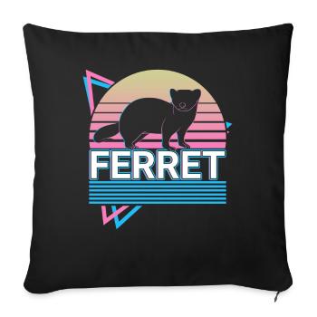 Ferret Retro Cadeau - Housse de coussin décorative 45 x 45 cm - noir - Devant