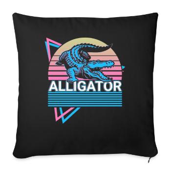 Alligator Crocodile Gator Retro Gift - Sofa pillowcase 17,3'' x 17,3'' (45 x 45 cm) - black - Front