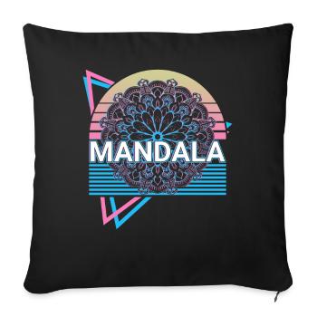 Mandala Sacred Geometry Prana Retro Gift - Sofa pillowcase 17,3'' x 17,3'' (45 x 45 cm) - black - Front