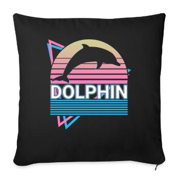 Cadeau rétro dauphin - Housse de coussin décorative 45 x 45 cm - noir - Devant