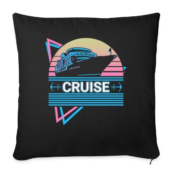 Cadeau rétro de navire de croisière - Housse de coussin décorative 45 x 45 cm - noir - Devant