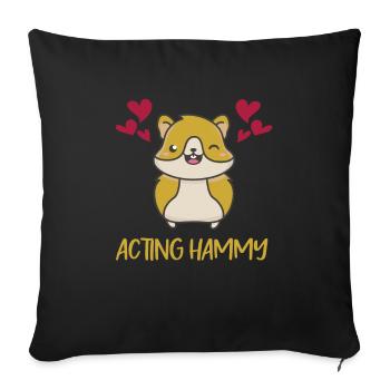 Acting Hammy Hamster Cheeks Hearts Hamster Nourriture - Housse de coussin décorative 45 x 45 cm - noir - Devant