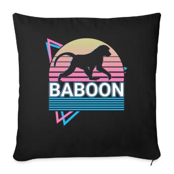 Baboon Retro Gift - Sofa pillowcase 17,3'' x 17,3'' (45 x 45 cm) - black - Front