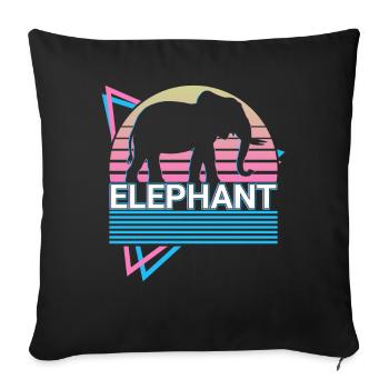 Elefant Retro Geschenk - Sofakissenbezug 45 x 45 cm - Schwarz - Vorne
