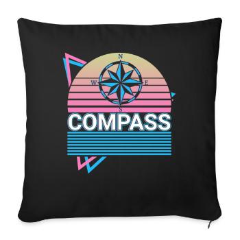 Kompass Retro Geschenk - Sofakissenbezug 45 x 45 cm - Schwarz - Vorne
