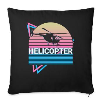 Helicopter Pilot Aviation Retro Gift - Sofa pillowcase 17,3'' x 17,3'' (45 x 45 cm) - black - Front