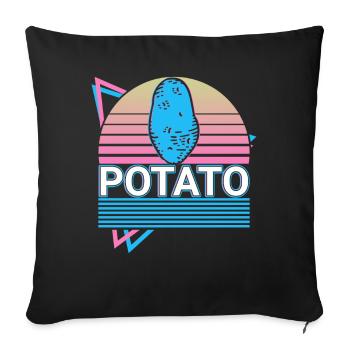 Cadeau rétro pomme de terre - Housse de coussin décorative 45 x 45 cm - noir - Devant