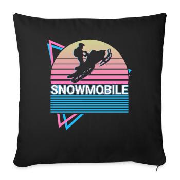 Snowmobile Retro Gift - Sofa pillowcase 17,3'' x 17,3'' (45 x 45 cm) - black - Front