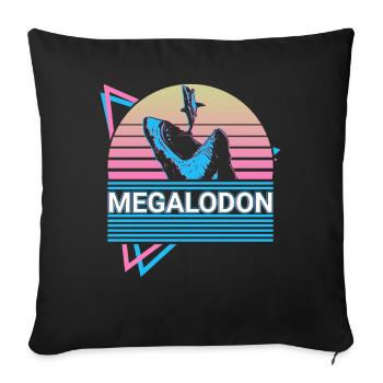 Megalodon Hai Retro Cadeau - Housse de coussin décorative 45 x 45 cm - noir - Devant
