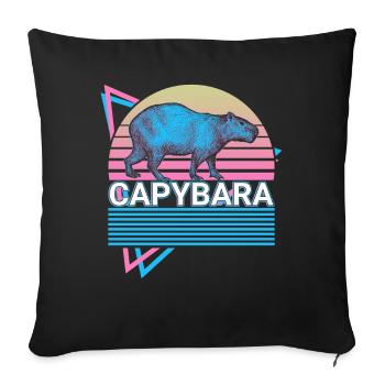 Capybara Retro Cadeau - Housse de coussin décorative 45 x 45 cm - noir - Devant