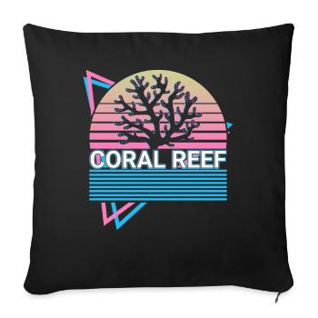 Cadeau rétro De récif corallien - Housse de coussin décorative 45 x 45 cm - noir - Devant