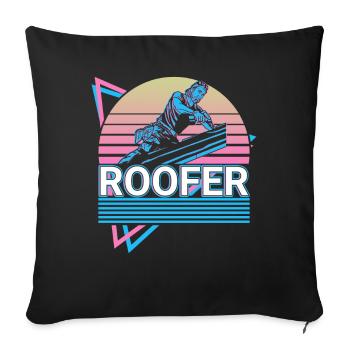 Couvreur Toiture Rétro Cadeau - Housse de coussin décorative 45 x 45 cm - noir - Devant