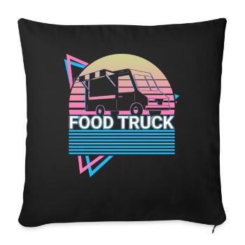 Food Truck Retro Gift - Sofa pillowcase 17,3'' x 17,3'' (45 x 45 cm) - black - Front