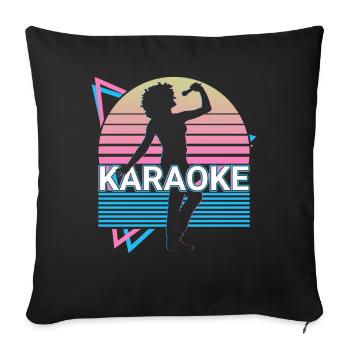 Karaoké Singer Retro Cadeau - Housse de coussin décorative 45 x 45 cm - noir - Devant