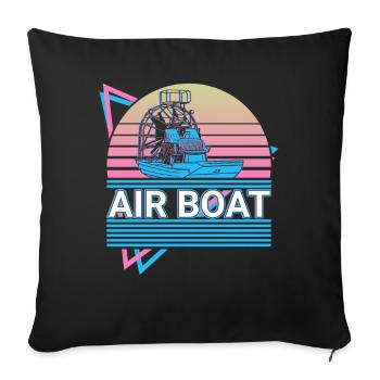 Luftboot Luftbootfahren Fanboot Retro Geschenk - Sofakissenbezug 45 x 45 cm - Schwarz - Vorne