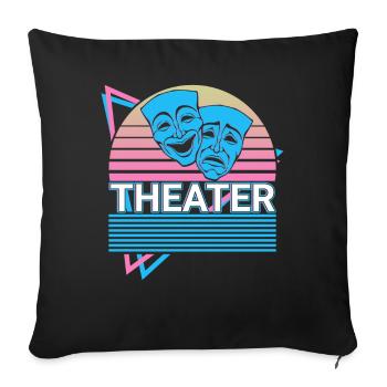Theatre Mask Drama Comedy Tragedy Theatre Mask - Sofa pillowcase 17,3'' x 17,3'' (45 x 45 cm) - black - Front