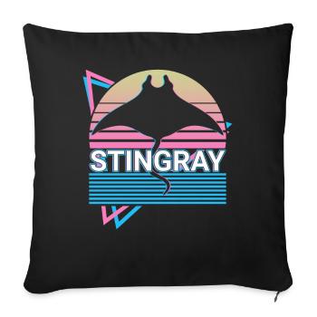Stingray Manta Rays Retro Cadeau - Housse de coussin décorative 45 x 45 cm - noir - Devant