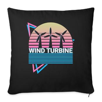 Wind Turbine Retro Gift - Sofa pillowcase 17,3'' x 17,3'' (45 x 45 cm) - black - Front