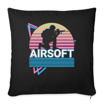 Cadeau Rétro Airsoft - Housse de coussin décorative 45 x 45 cm - noir - Devant