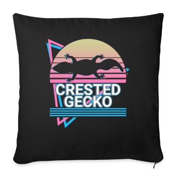 Cadeau rétro Gecko à crête - Housse de coussin décorative 45 x 45 cm - noir - Devant