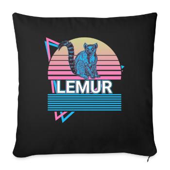 Cadeau rétro lémurien - Housse de coussin décorative 45 x 45 cm - noir - Devant