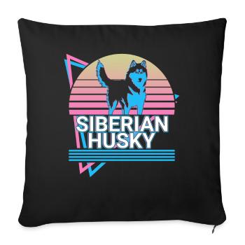 Siberian Husky Retro Geschenk - Sofakissenbezug 45 x 45 cm - Schwarz - Vorne